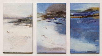  Urlandschaft - Fließen, 2014, Triptychon Öl auf Leinwand, 120 x 222cm