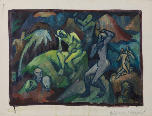 Werner Heuser (Künstler*in), Komposition – Figuren in Landschaft, ca. 1920