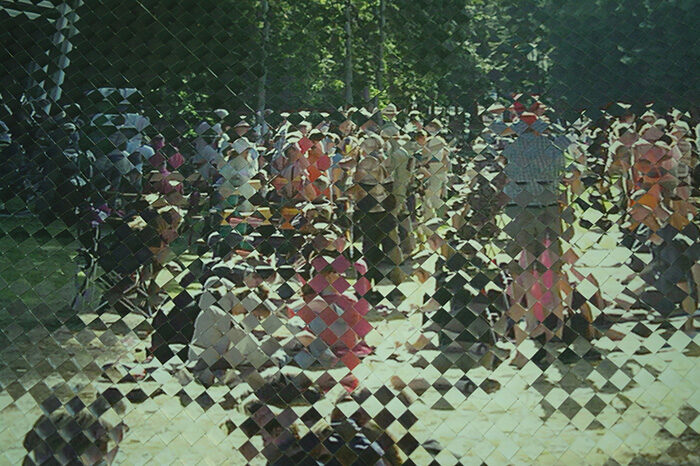 Im Hofgarten, 2015, Foto-Flecht-Collage 100x150 cm, Detail