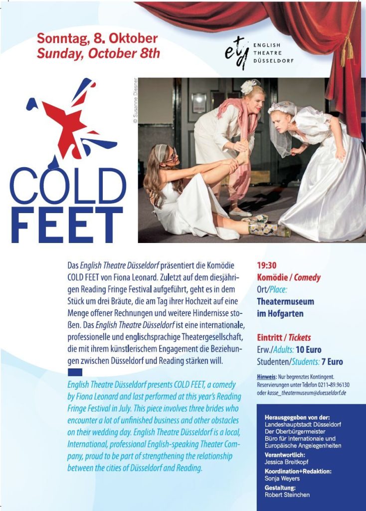 Plakat zur Aufführung von "Cold Feet" von Fiona Leonard im Theatermuseum Düsseldorf am 8.10.201 ...