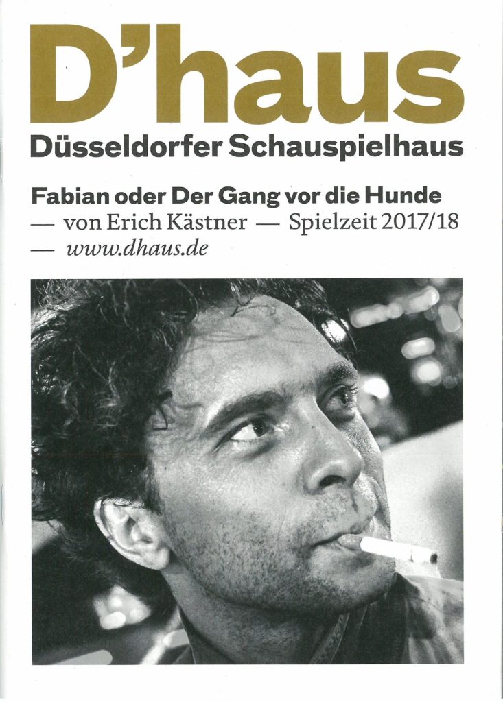 Programmheft zu "Fabian oder Der Gang vor die Hunde" von Erich Kästner. Premiere am 14. Oktober ...