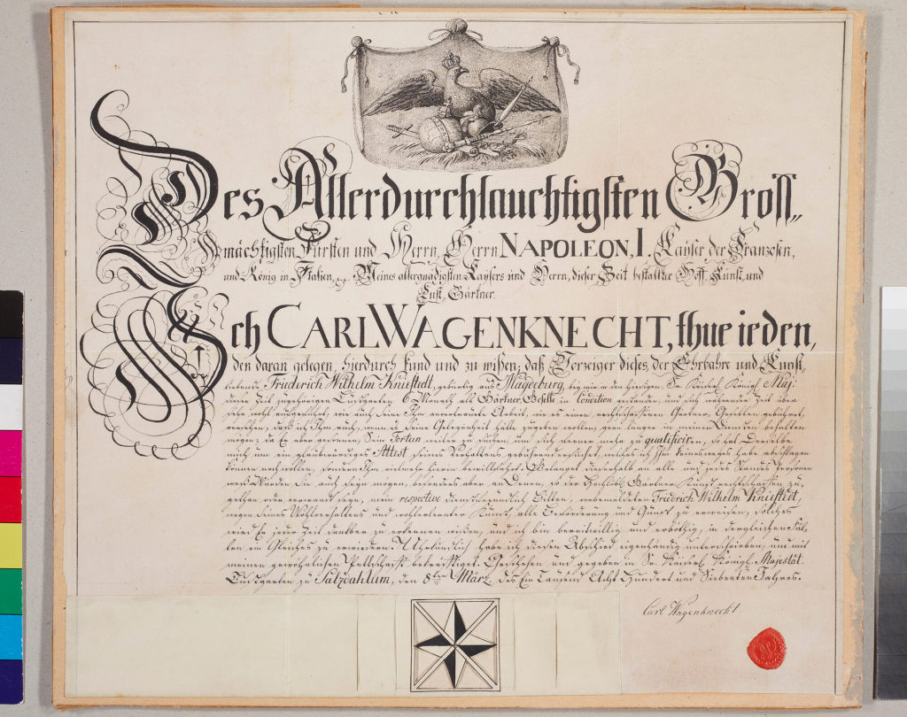 Gärtnerlehrbrief Friedrich Wilhelm Kniestedt