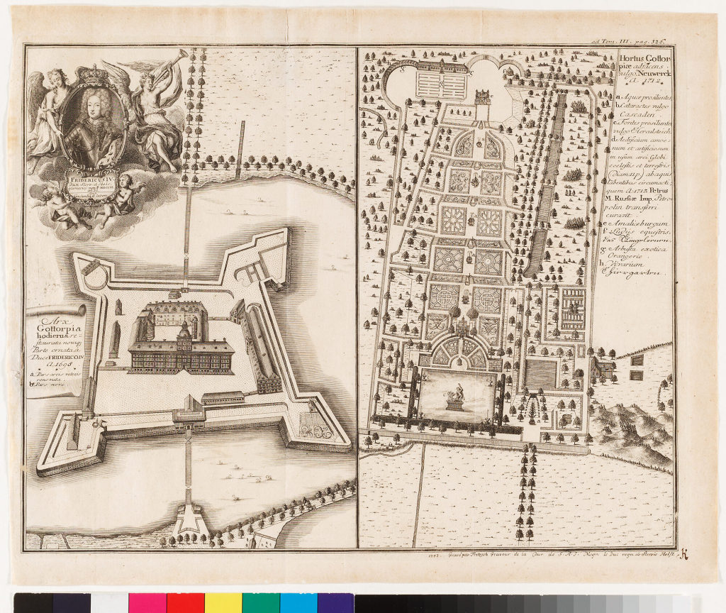 Arx Gottorpia hodierna restaurata novam. Parte ornata a Duce Friderico IV. a 1698.