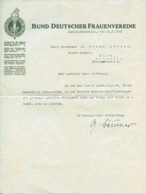 Brief von Gertrud Bäumer vom 14.2.1916