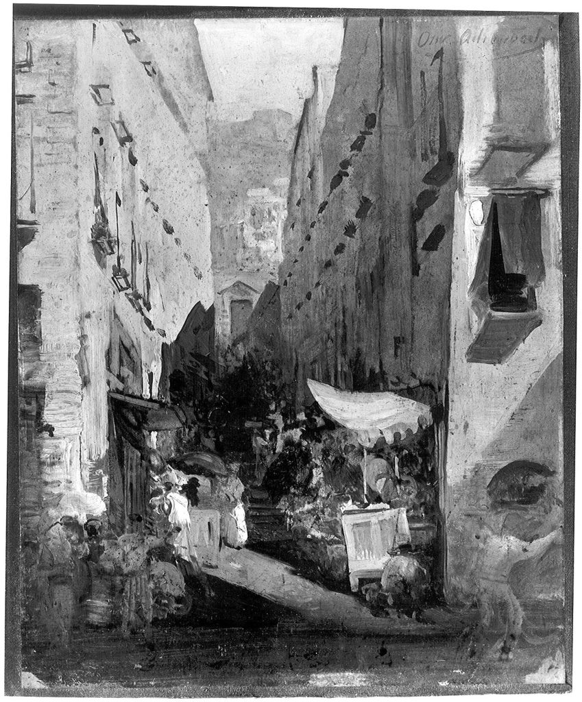 Oswald Achenbach, Italienische Straße (Studie), 1871, Kunstpalast, Düsseldorf, Inv.-Nr. M 4307