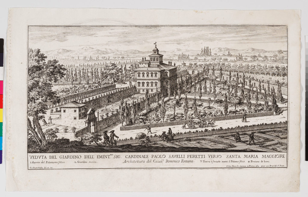 Veduta des Giardino dell Emint. Mosig. Cardinale Paolo Savelli Peretti verso Santa Maria Maggiore