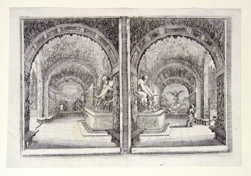 Stefano della Bella (Radierer*in), Pratolino: Anichten der Pan- und Fama-Grotte, um 1658