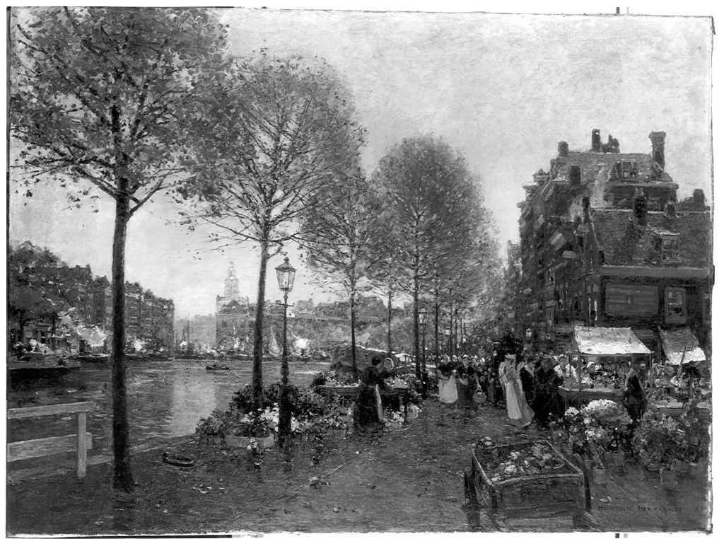 Heinrich Hermanns, Blumenmarkt in Amsterdam, ab 1890, Kunstpalast, Düsseldorf, Inv.-Nr. M 5105