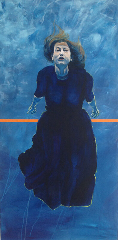 Frau in Blau I , 2016 ,Acryl auf Leinwand ,160 x 80 cm