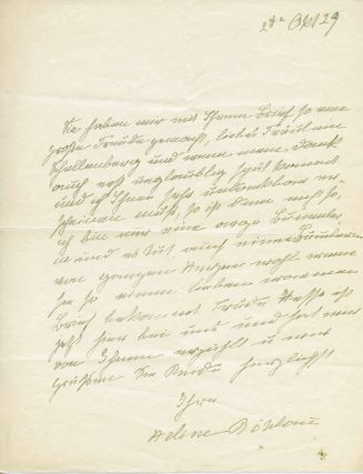 Brief von Helene Böhlau an Ludmilla Schellenberg