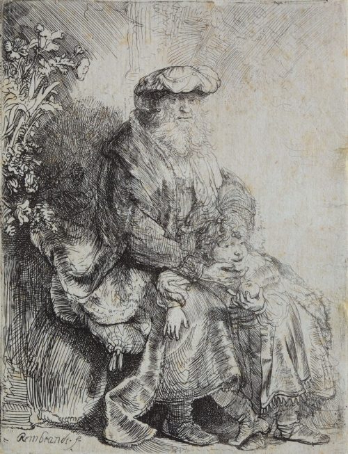 Rembrandt Harmenszoon van Rijn (Künstler*in), Abraham liebkost Isaak, 1637