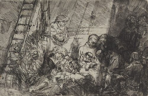 Rembrandt Harmenszoon van Rijn (Künstler*in), Die Beschneidung im Stall, 1654