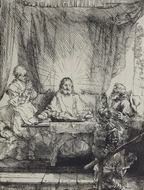 Rembrandt Harmenszoon van Rijn (Künstler*in), Christus in Emmaus, die größere Platte, 1654