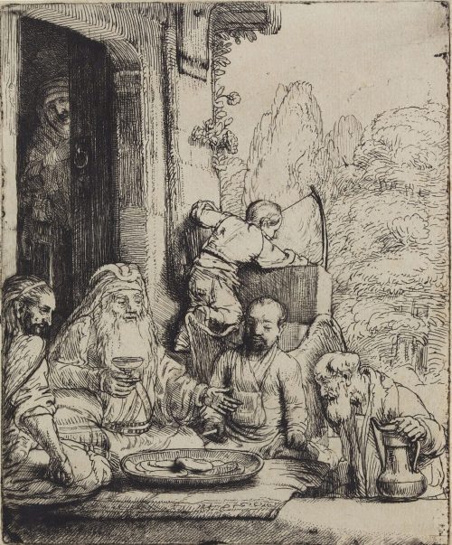 Rembrandt Harmenszoon van Rijn (Künstler*in), Abraham bewirtet die Engel, 1656