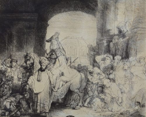 Rembrandt Harmenszoon van Rijn (Künstler*in), Der Triumph des Mardochai, um 1641