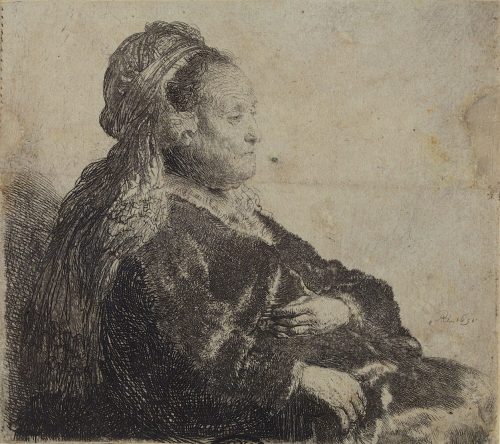 Rembrandt Harmenszoon van Rijn (Künstler*in), Rembrandts Mutter mit orientalischem Kopfputz, 1631