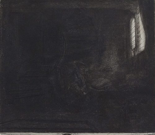 Rembrandt Harmenszoon van Rijn (Künstler*in), Der hl. Hieronymus in einer dunklen Kammer, 1642