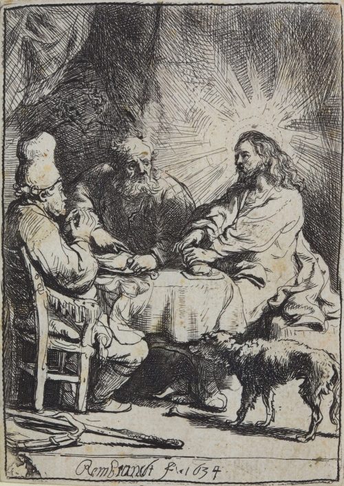 Rembrandt Harmenszoon van Rijn (Künstler*in), Christus in Emmaus, die kleinere Platte, 1634