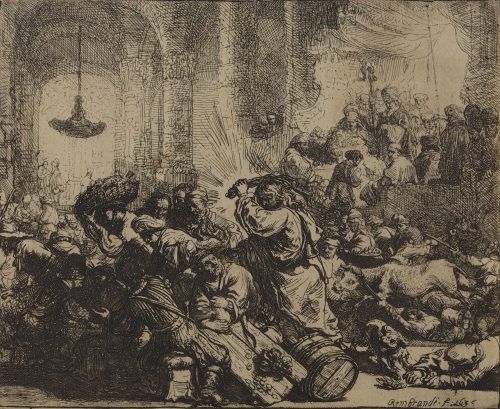 Rembrandt Harmenszoon van Rijn (Künstler*in), Christus vertreibt die Händler aus dem Tempel, 1635