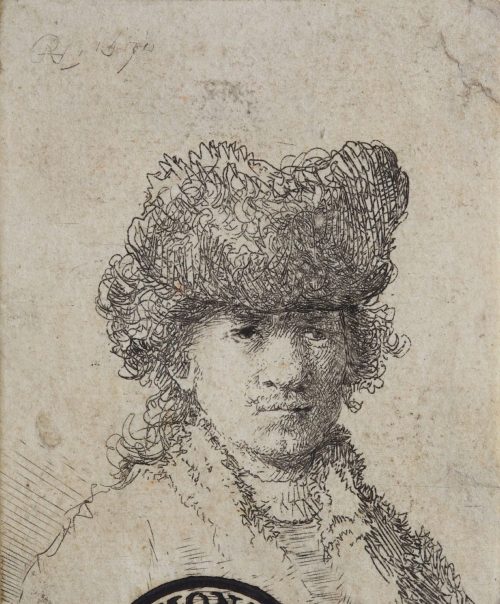 Rembrandt Harmenszoon van Rijn (Künstler*in), Selbstbildnis mit Pelzkappe, 1630