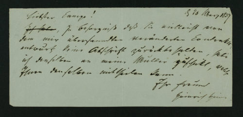 Heinrich Heine (Absender*in), Korrespondenz von Heinrich Heine an Julius Campe, 30.03.1837