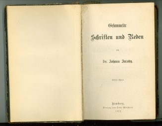 Titelblatt von Johann Jacobys Gesammelten Schriften und Reden