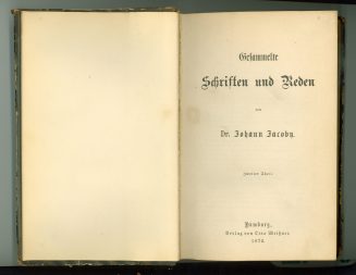 Titelblatt von Johann Jacobys Gesammelten Schriften und Reden