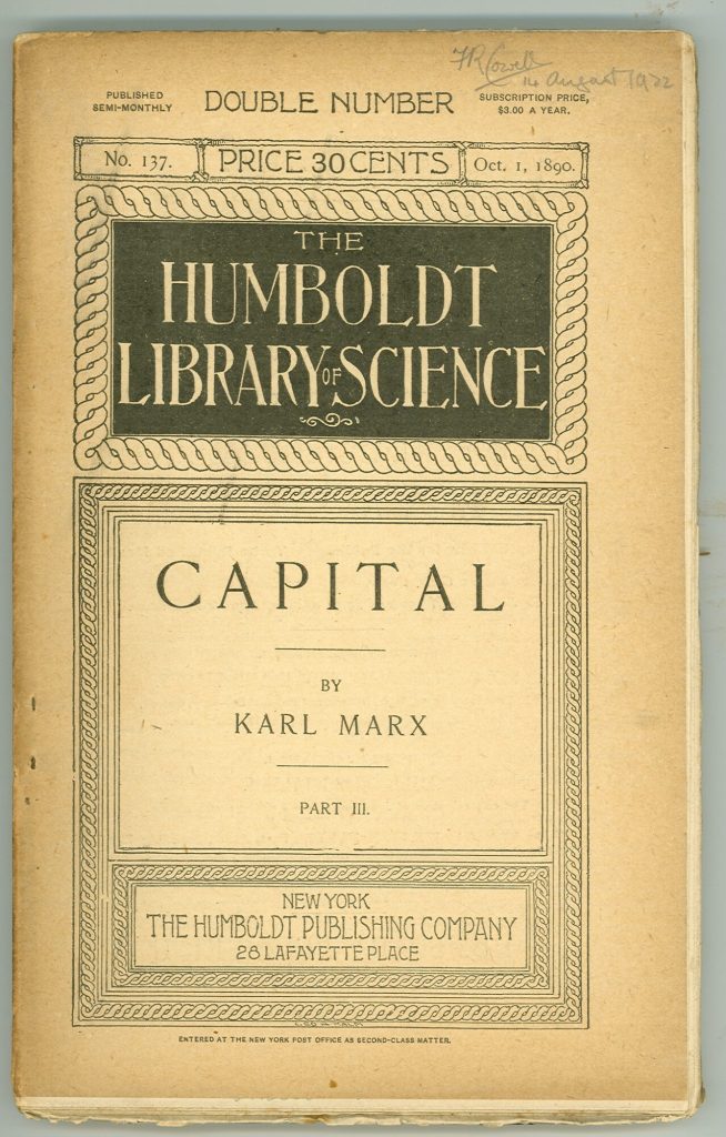 Titelblatt von Karl Marx Capital, Bd. III