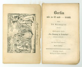 Titelkupfer und Titelblatt von Glaßbrenners Berlin wie es ist und - trinkt. Fünfzehntes Heft