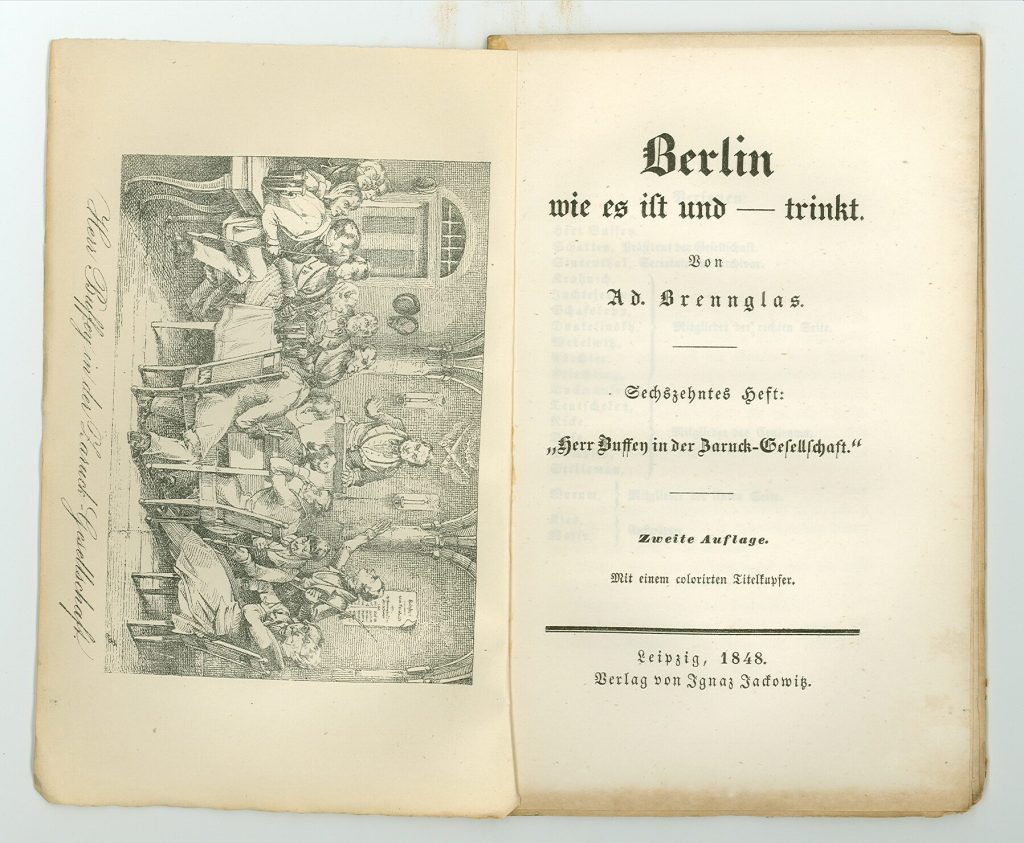 Titelkupfer und Titelblatt von Graßbrenners Berlin wie es ist und - trinkt. Sechszehntes Heft