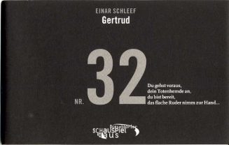 Programmheft "Gertrud" von Einar Schleef. Premiere am 18.10.2003 im Kleinen Haus, Düsseldorfer  ...