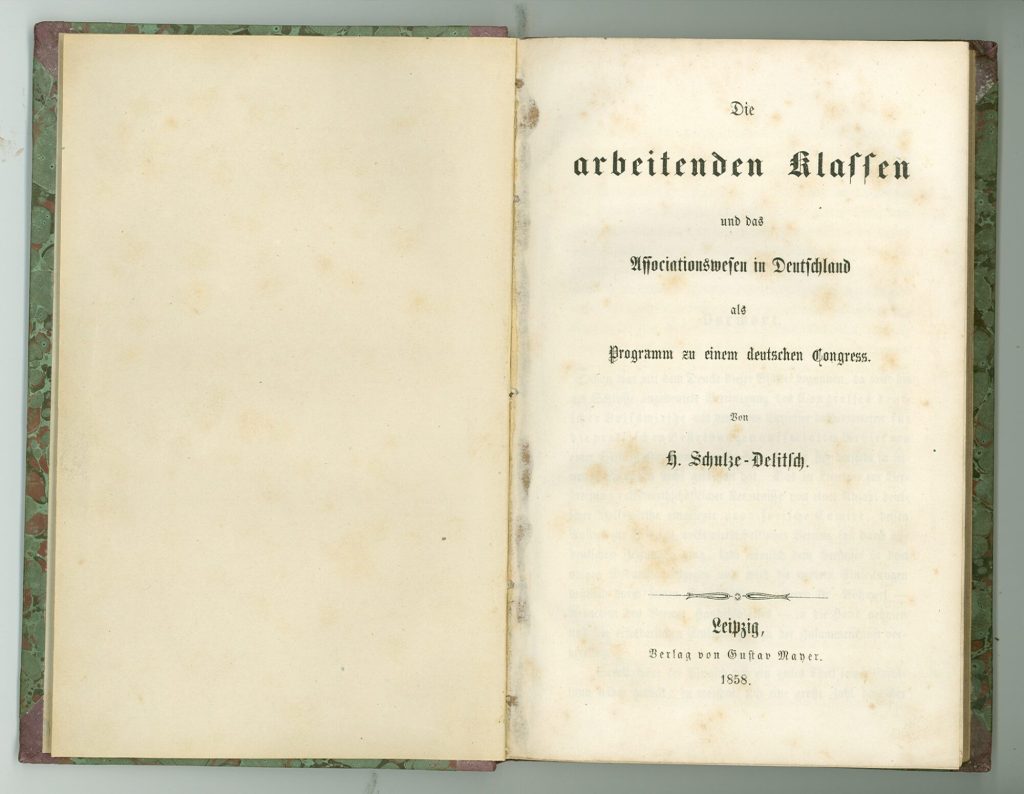 Titelblatt von Schulze-Delitsch: Die arbeitenden Klassen und das Associationswesen in Deutschla ...