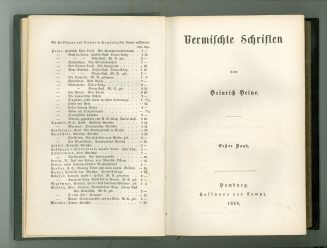 Titelblatt von Heinrich Heines Vermischte Schriften, Erster Band