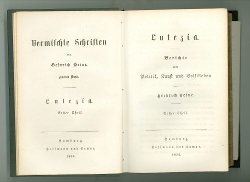 Titelblatt von Heinrich Heines Lutezia ; Erster Theil