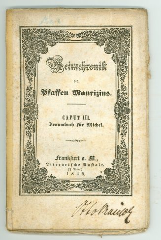 Titelblatt der Reimchronik des Pfaffen Maurizius ; Caput III