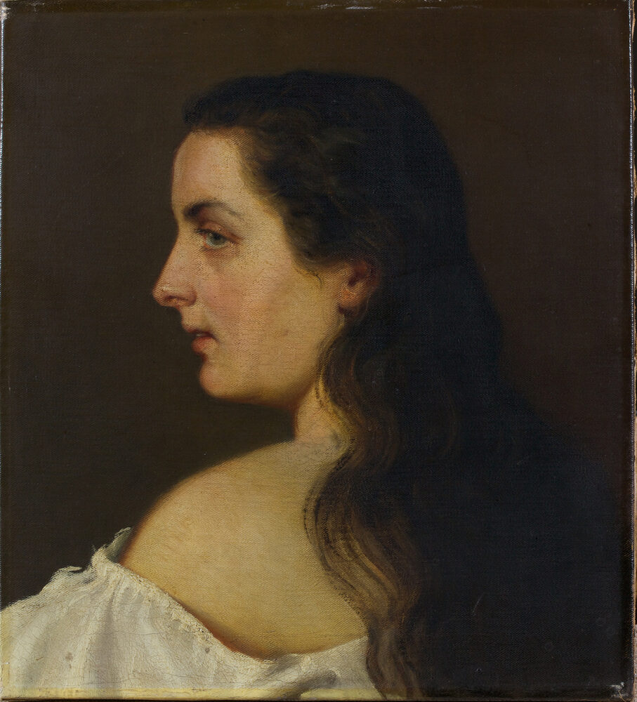 Carl Ferdinand Sohn, Bildnis einer Frau ¿ Brustbildnis in Rückenansicht, um 1850-1855, Kunstpal ...