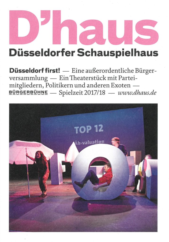 Programmheft zu "Düsseldorf first!" - Eine außerordentliche Bürgerversammlung - Ein Theaterstüc ...