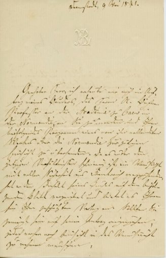 Brief von Luise Büchner an Unbekannt, 1. Seite