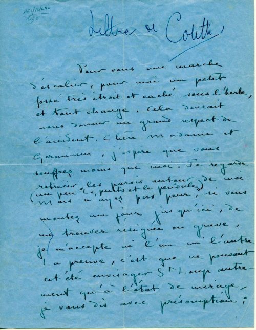 Brief von Colette an Violet Trefusis, 1. Seite