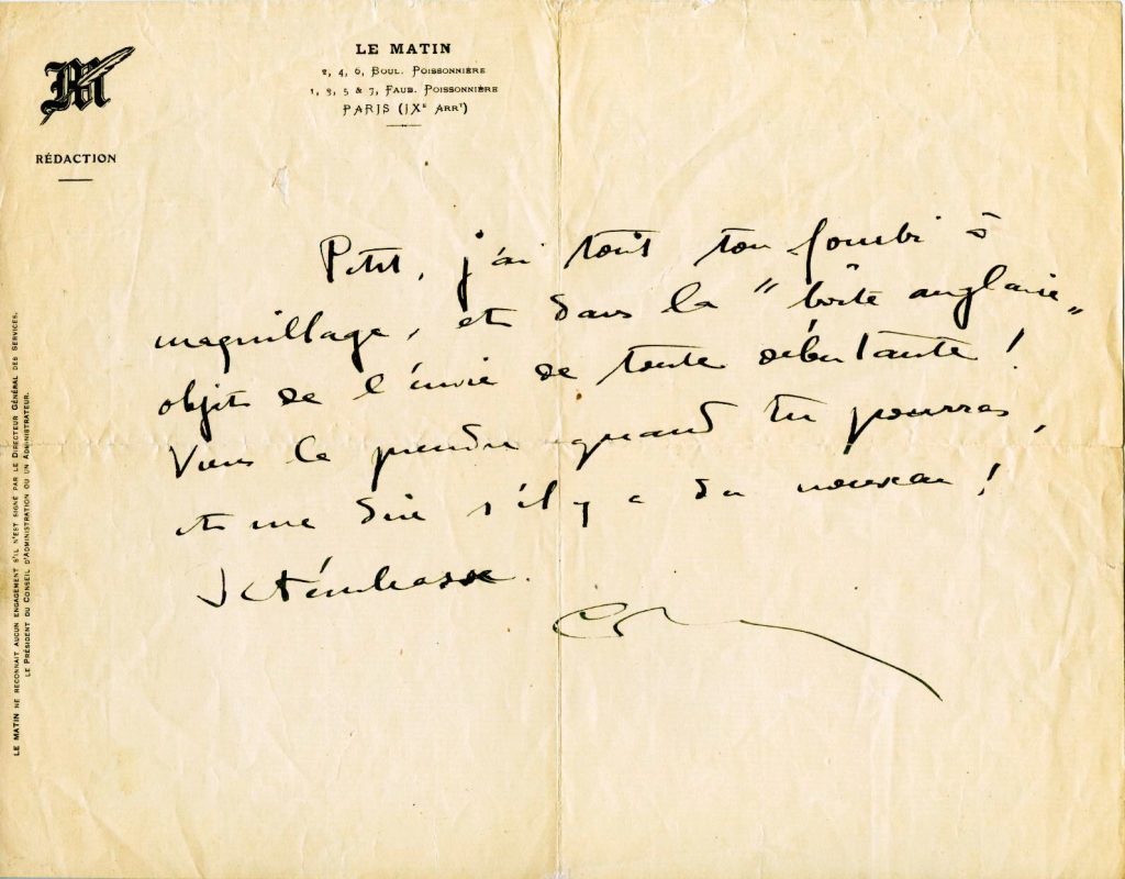 Brief von Colette an Unbekannt