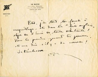 Brief von Colette an Unbekannt