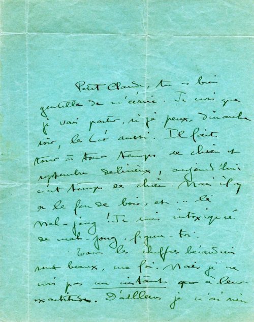 Brief von Colette an Unbekannt, 1. Seite