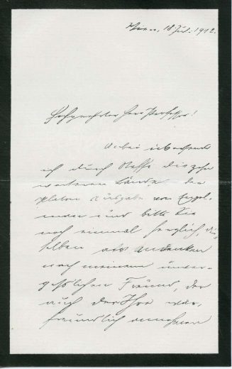 Brief von Marie Eugenie Delle Grazie an Laurenz Müllner, 1. Seite