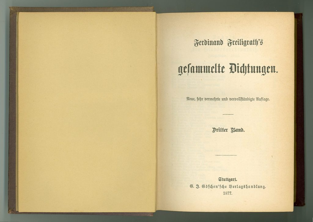 Titelblatt von Ferdinand Freiligrath's gesammelte Dichtungen. Dritter Band