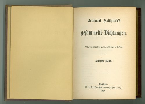 Titelblatt von Ferdinand Freiligrath' s gesammelte Dichtungen. Fünfter Band