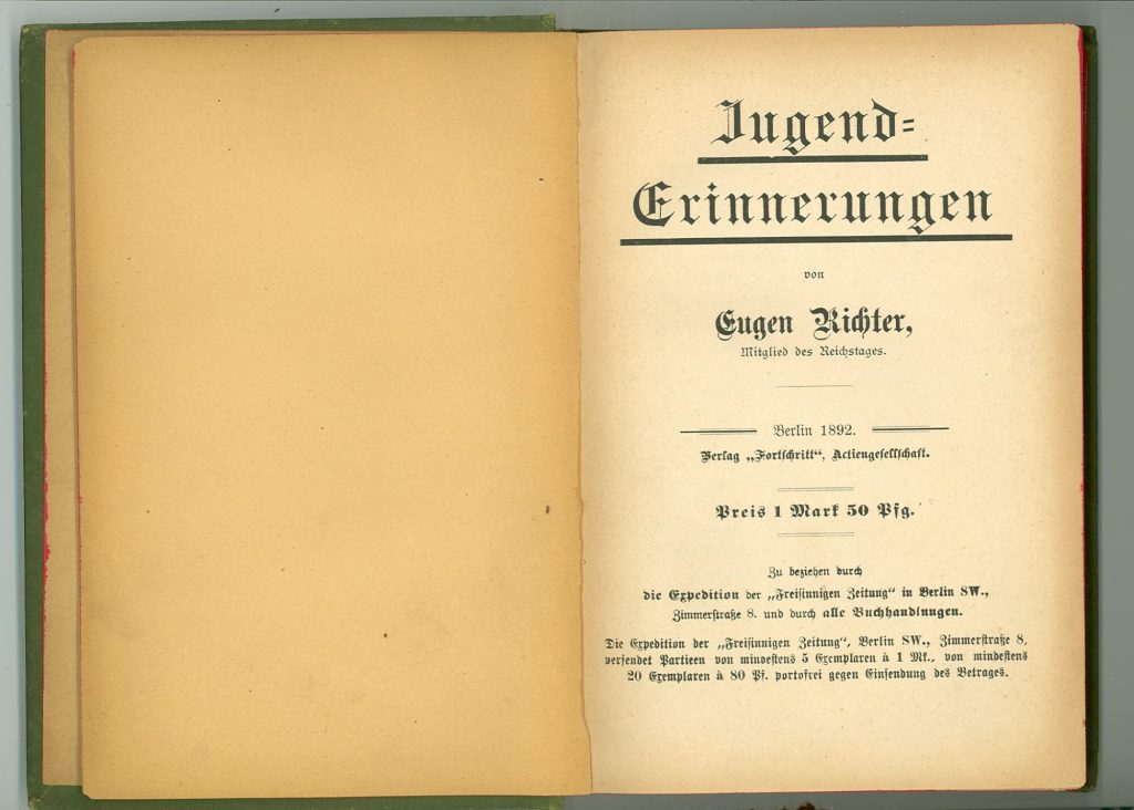 Titelblatt von Richters Jugend=Erinnerungen