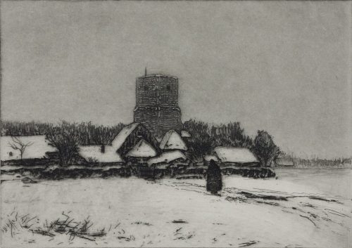 Eugen Kampf (Künstler*in), Holländisches Küstenstädtchen im Schnee, 1892