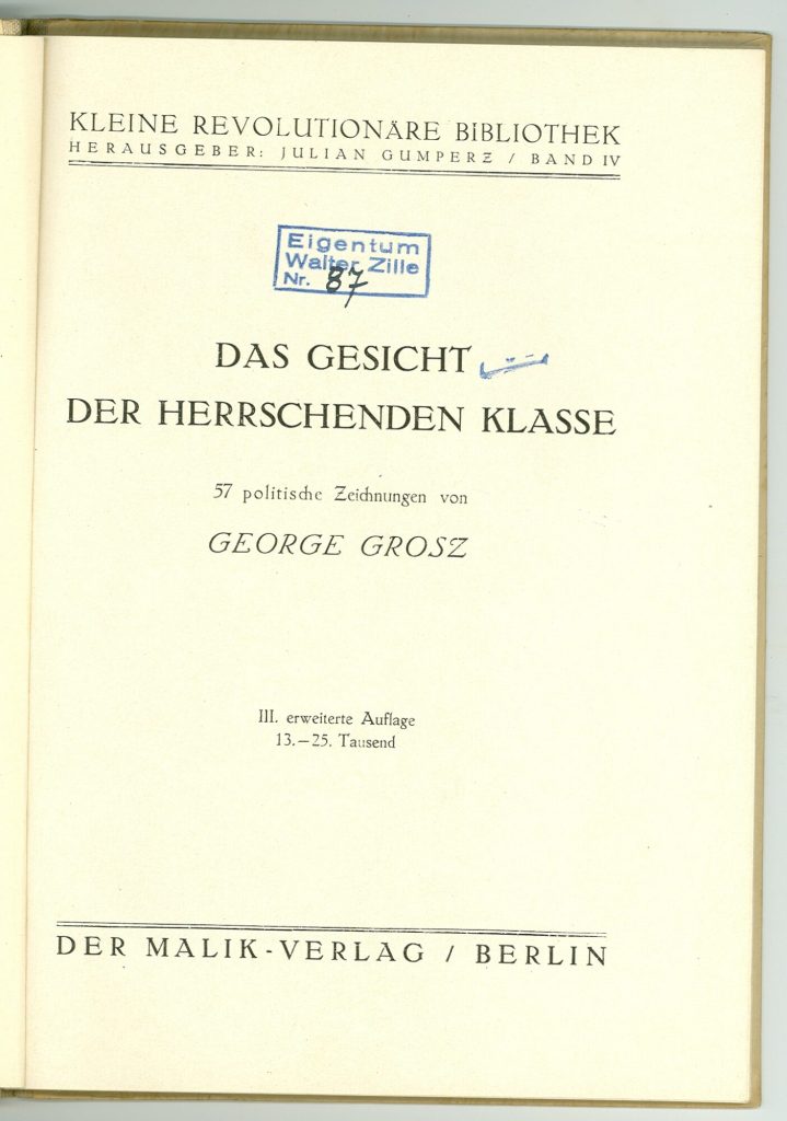 Titelblatt von Grosz Das Gesicht der herrschenden Klasse