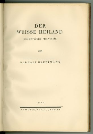 Titelblatt von Hauptmanns Der weiße Heiland