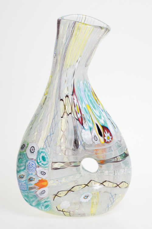 Unbekannt (Ausführung), Fadenglas- und Millefiori-Vase, 1980er-Jahre